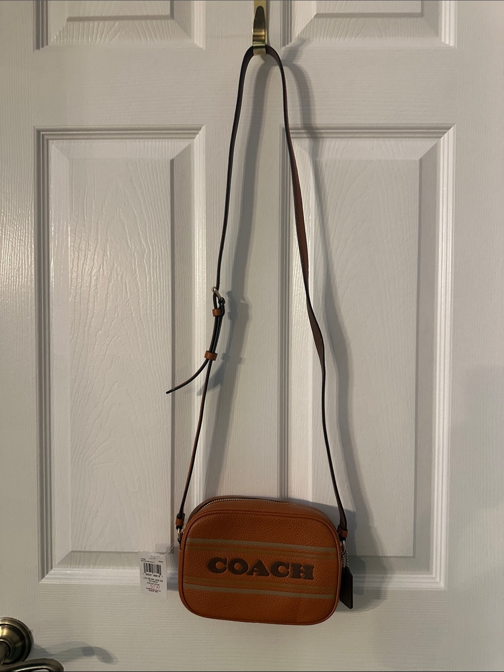 Coach Brown Pebbled Leather Crossbody Mini Camera Bag